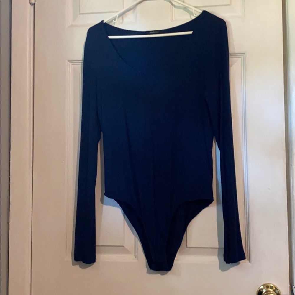 Long sleeve navy blue bodysuit